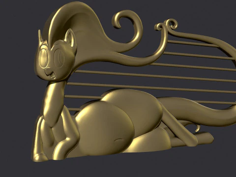 Cat Lyre Figure 3D Print Model