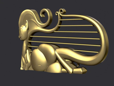Cat Lyre Figure 3D Print Model