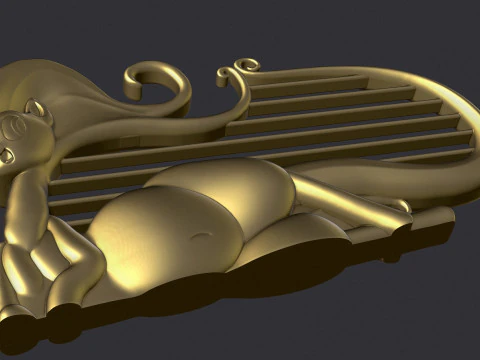 Cat Lyre Figure 3D Print Model