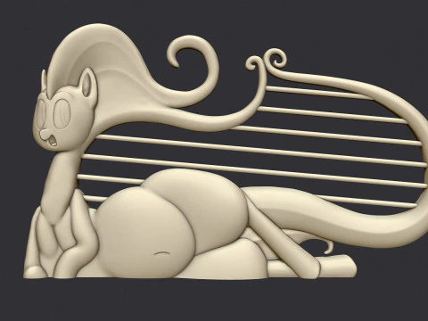 Cat Lyre Figure 3D Print Model