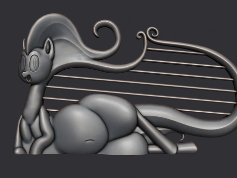 Cat Lyre Figure 3D Print Model