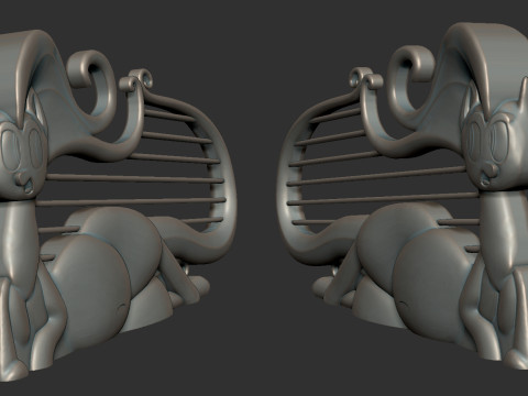 Cat Lyre Figure 3D 打印模型