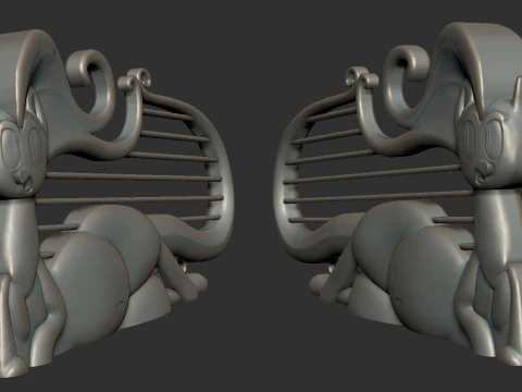 Cat Lyre Figure 3D Print Model