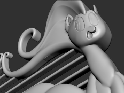Cat Lyre Figure 3D 打印模型
