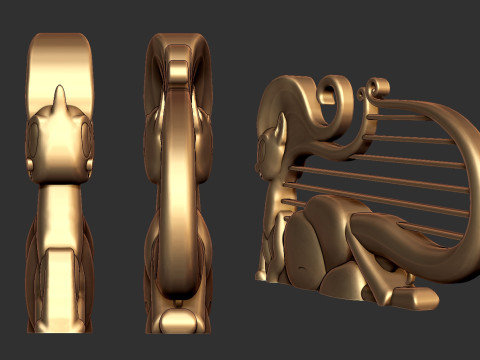 Cat Lyre Figure 3D 打印模型