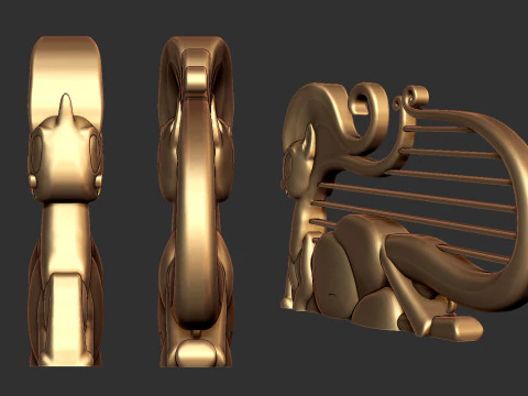 Cat Lyre Figure 3D Print Model