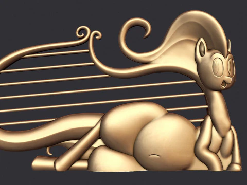 Cat Lyre Figure 3D Print Model