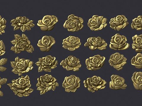 Roses relief set 3D Print Model