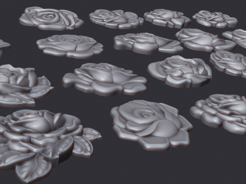Roses relief set 3D Baskı Modeli