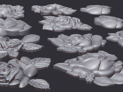 Roses relief set 3D Baskı Modeli