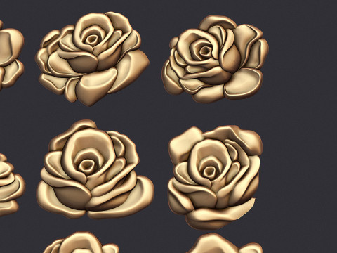 Roses relief set 3D Baskı Modeli
