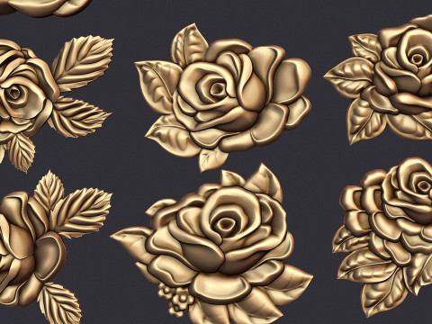 Roses relief set 3D Baskı Modeli