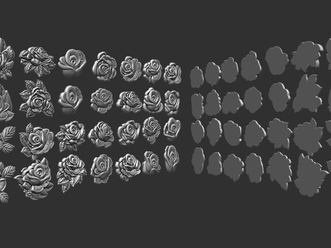 Roses relief set 3D Baskı Modeli