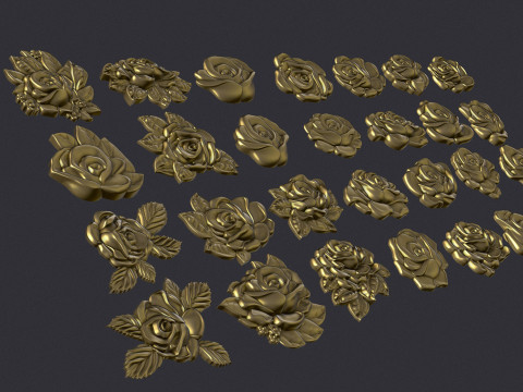Roses relief set 3D Baskı Modeli