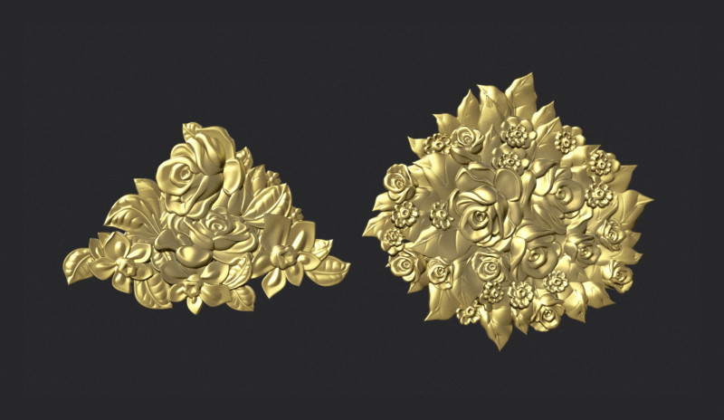 Bouquet of roses bas relief 3D Print Model .c4d .max .obj .3ds .fbx .stl .blend 