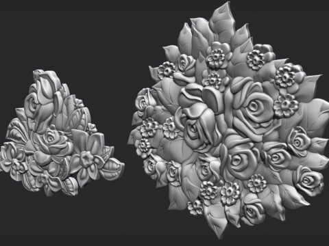 Bouquet of roses bas relief 3D Print Model