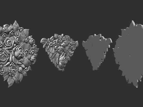 Bouquet of roses bas relief 3D Print Model