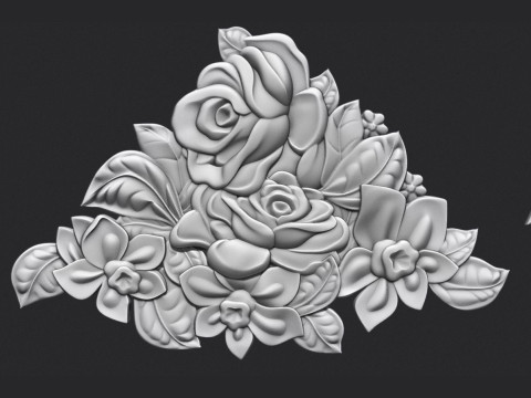 Bouquet of roses bas relief 3D Print Model