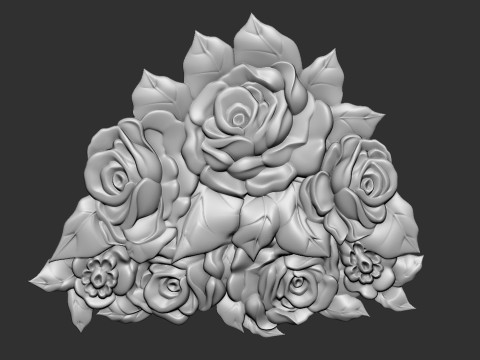 Bouquet of roses bas relief set 3D Baskı Modeli