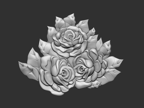 Bouquet of roses bas relief set 3D Baskı Modeli