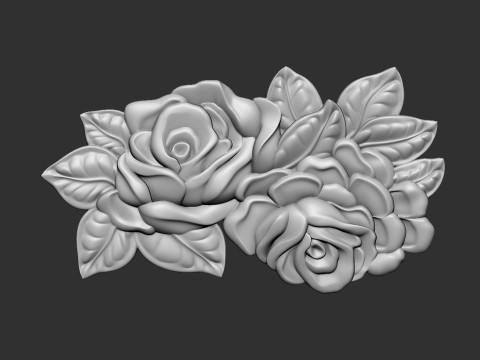 Bouquet of roses bas relief set 3D Baskı Modeli