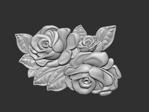 Bouquet of roses bas relief set 3D Baskı Modeli