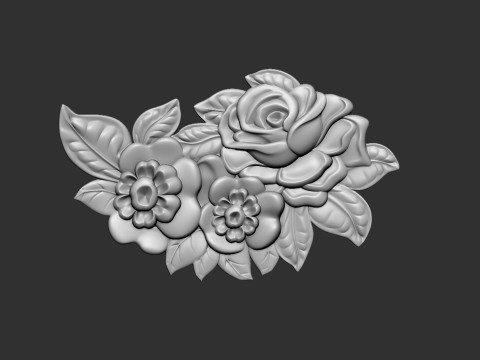 Bouquet of roses bas relief set 3D Baskı Modeli