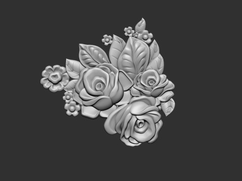Bouquet of roses bas relief set 3D Baskı Modeli