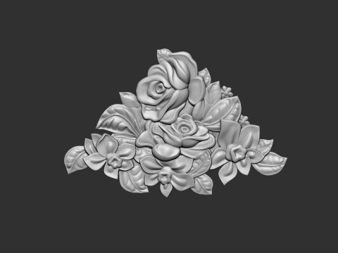 Bouquet of roses bas relief set 3D Baskı Modeli