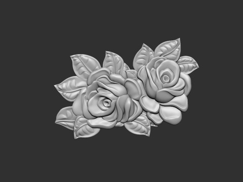 Bouquet of roses bas relief set 3D Baskı Modeli