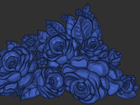 Bouquet of roses bas relief set 3D Baskı Modeli