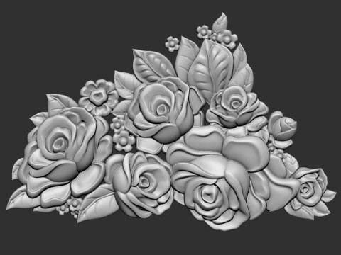Bouquet of roses bas relief set 3D Baskı Modeli