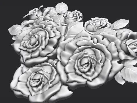 Roses relief 3D 3D Print Model