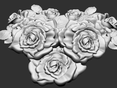 Roses relief 3D 3D Print Model