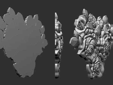 Roses relief 3D 3D Print Model