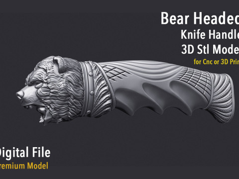Bear Head Knife Handle 3D Druckmodell