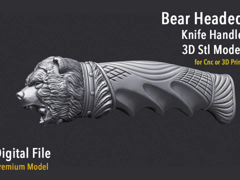 熊头刀柄 3D 打印模型