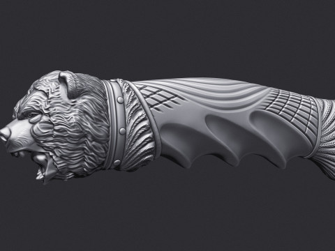 Bear Head Knife Handle 3D Druckmodell
