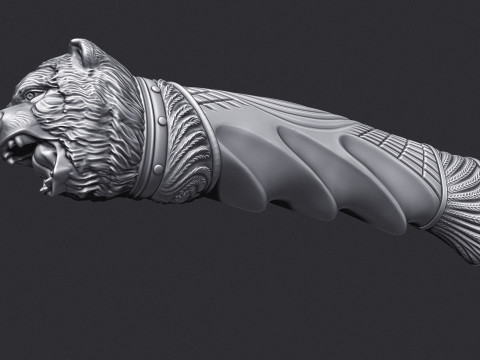 Bear Head Knife Handle 3D Druckmodell