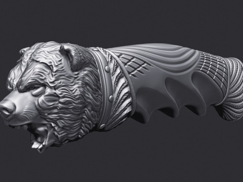 Bear Head Knife Handle 3D Druckmodell