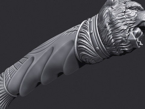 Bear Head Knife Handle 3D Druckmodell