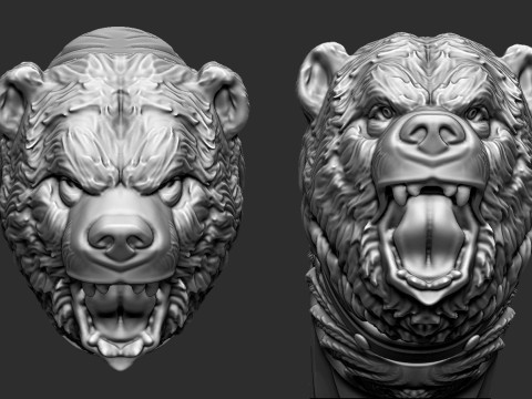 Bear Head Knife Handle 3D Druckmodell