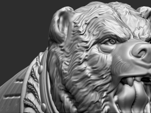 Bear Head Knife Handle 3D Druckmodell