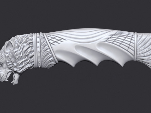 Wolf Head Knife Handle 3D Druckmodell