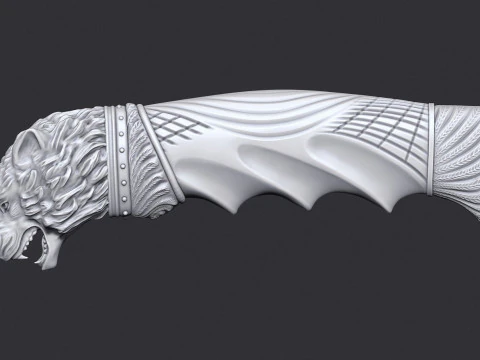 늑대 머리 칼 손잡이 3D 프린트 모델