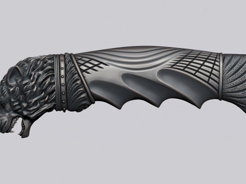 Wolf Head Knife Handle 3D Druckmodell