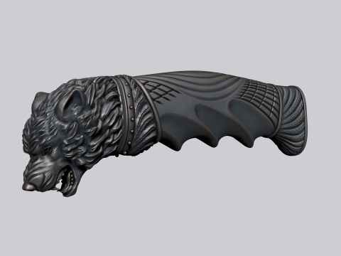 Wolf Head Knife Handle 3D Druckmodell