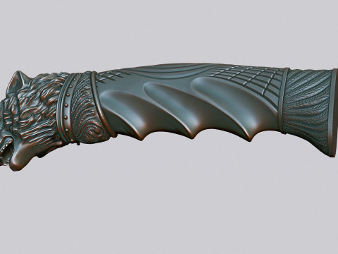 Wolf Head Knife Handle 3D Druckmodell