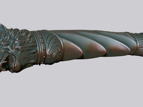 Wolf Head Knife Handle 3D Druckmodell