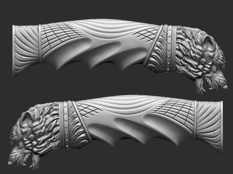 늑대 머리 칼 손잡이 3D 프린트 모델